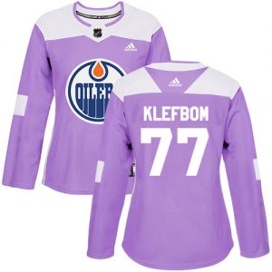 Dámské NHL Edmonton Oilers dresy 77 Oscar Klefbom Authentic Nachový Adidas Fights Cancer Practice