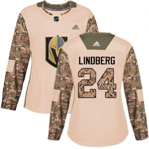 Dámské NHL Vegas Golden Knights dresy 24 Oscar Lindberg Authentic Camo Adidas Veterans Day Practice