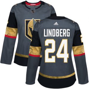 Dámské NHL Vegas Golden Knights dresy 24 Oscar Lindberg Authentic Šedá Adidas Domácí