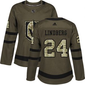 Dámské NHL Vegas Golden Knights dresy 24 Oscar Lindberg Authentic Zelená Adidas Salute to Service