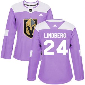 Dámské NHL Vegas Golden Knights dresy 24 Oscar Lindberg Authentic Nachový Adidas Fights Cancer Practice