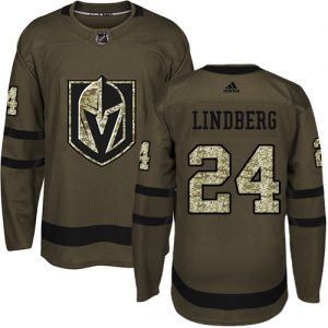 Dětské NHL Vegas Golden Knights dresy 24 Oscar Lindberg Authentic Zelená Adidas Salute to Service