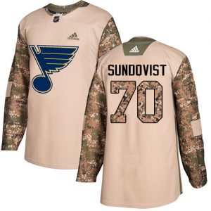 Pánské NHL St. Louis Blues dresy 70 Oskar Sundqvist Authentic Camo Adidas Veterans Day Practice