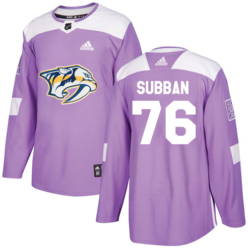 Pánské NHL Nashville Predators dresy 76 P.K Subban Authentic Nachový Adidas Fights Cancer Practice