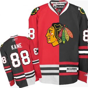 Pánské NHL Chicago Blackhawks dresy 88 Patrick Kane Authentic Červené Černá Reebok Split Fashion