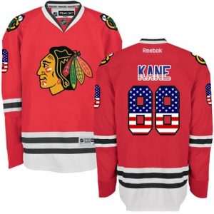 Pánské NHL Chicago Blackhawks dresy 88 Patrick Kane Authentic Červené Reebok USA Flag Fashion