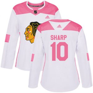 Dámské NHL Chicago Blackhawks dresy 10 Patrick Sharp Authentic Bílý Růžový Adidas Fashion