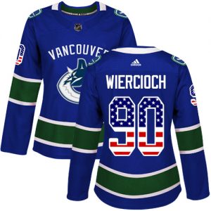 Dámské NHL Vancouver Canucks dresy 90 Patrick Wiercioch Authentic modrá Adidas USA Flag Fashion