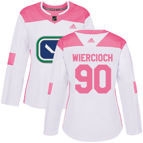 Dámské NHL Vancouver Canucks dresy 90 Patrick Wiercioch Authentic Bílý Růžový Adidas Fashion