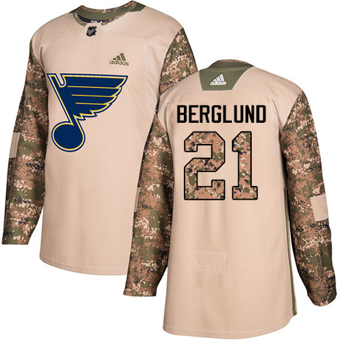 Pánské NHL St. Louis Blues dresy 21 Patrik Berglund Authentic Camo Adidas Veterans Day Practice