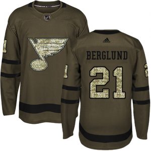 Pánské NHL St. Louis Blues dresy 21 Patrik Berglund Authentic Zelená Adidas Salute to Service