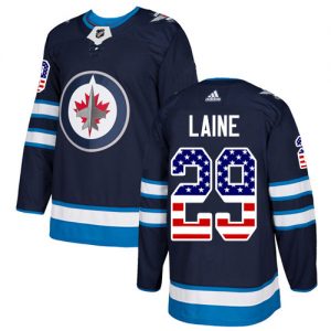 Dětské NHL Winnipeg Jets dresy 29 Patrik Laine Authentic Námořnická modrá Adidas USA Flag Fashion