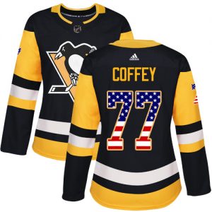 Dámské NHL Pittsburgh Penguins dresy 77 Paul Coffey Authentic Černá Adidas USA Flag Fashion