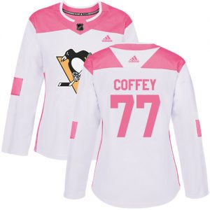 Dámské NHL Pittsburgh Penguins dresy 77 Paul Coffey Authentic Bílý Růžový Adidas Fashion