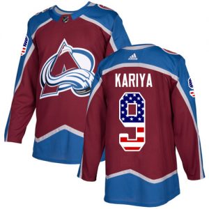 Dětské NHL Colorado Avalanche dresy 9 Paul Kariya Authentic Burgundy Červené Adidas USA Flag Fashion