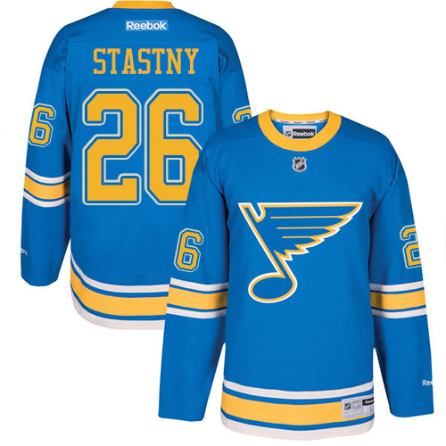 Pánské NHL St. Louis Blues dresy 26 Paul Stastny Authentic modrá Reebok 2017 Winter Classic