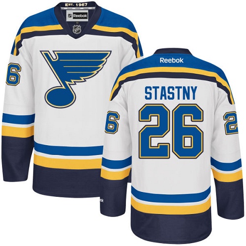Dětské NHL St. Louis Blues dresy 26 Paul Stastny Authentic Bílý Reebok Venkovní hokejové dresy