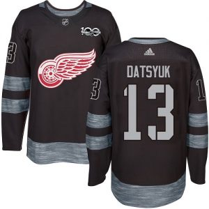 Pánské NHL Detroit Red Wings dresy 13 Pavel Datsyuk Authentic Černá Adidas 1917 2017 100th Anniversary