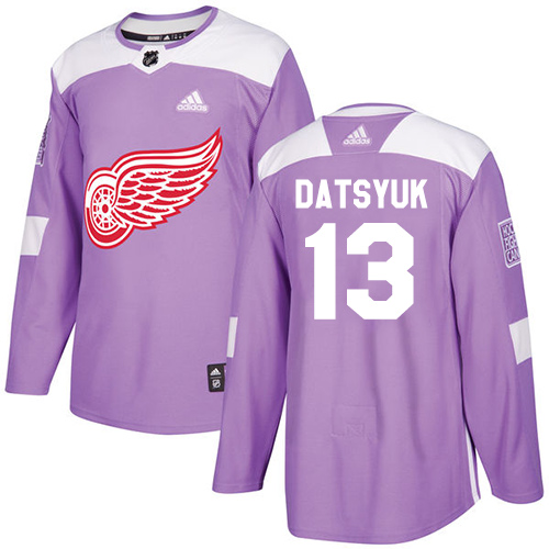 Pánské NHL Detroit Red Wings dresy 13 Pavel Datsyuk Authentic Nachový Adidas Fights Cancer Practice