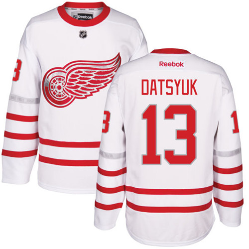 Pánské NHL Detroit Red Wings dresy 13 Pavel Datsyuk Authentic Bílý Reebok 2017 Centennial Classic