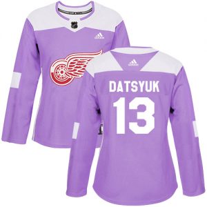 Dámské NHL Detroit Red Wings dresy 13 Pavel Datsyuk Authentic Nachový Adidas Fights Cancer Practice