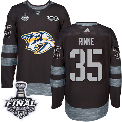 Pánské NHL Nashville Predators dresy 35 Pekka Rinne Authentic Černá Adidas 2017 Stanley Cup Final 1917 2017 100th Anniversary