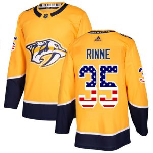 Pánské NHL Nashville Predators dresy 35 Pekka Rinne Authentic Zlato Adidas USA Flag Fashion