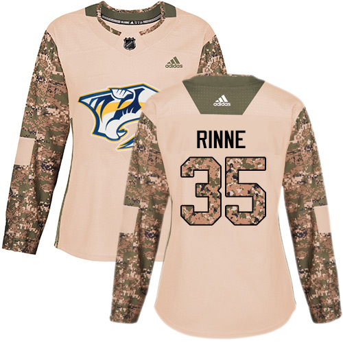 Dámské NHL Nashville Predators dresy 35 Pekka Rinne Authentic Camo Adidas Veterans Day Practice