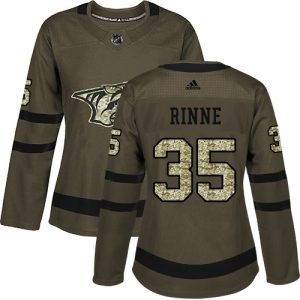 Dámské NHL Nashville Predators dresy 35 Pekka Rinne Authentic Zelená Adidas Salute to Service