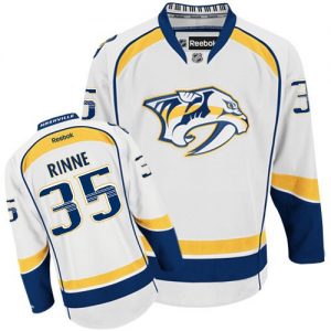 Dámské NHL Nashville Predators dresy 35 Pekka Rinne Authentic Bílý Reebok Venkovní hokejové dresy