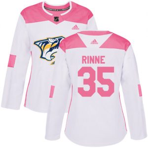 Dámské NHL Nashville Predators dresy 35 Pekka Rinne Authentic Bílý Růžový Adidas Fashion