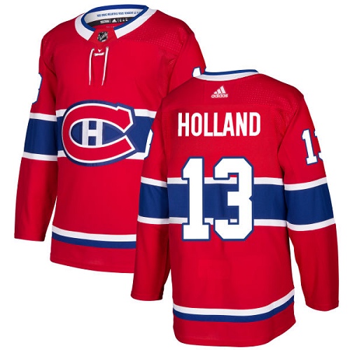Pánské NHL Montreal Canadiens dresy 13 Peter Holland Authentic Červené Adidas Domácí