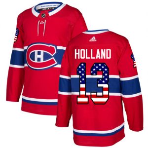 Pánské NHL Montreal Canadiens dresy 13 Peter Holland Authentic Červené Adidas USA Flag Fashion