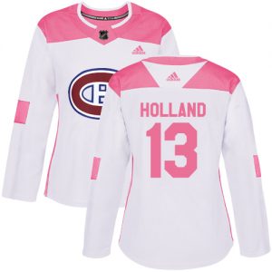 Dámské NHL Montreal Canadiens dresy 13 Peter Holland Authentic Bílý Růžový Adidas Fashion