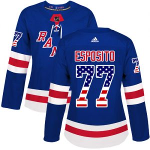 Dámské NHL New York Rangers dresy 77 Phil Esposito Authentic královská modrá Adidas USA Flag Fashion