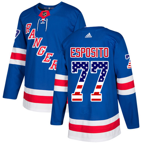 Dětské NHL New York Rangers dresy 77 Phil Esposito Authentic královská modrá Adidas USA Flag Fashion