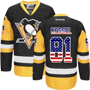 Pánské NHL Pittsburgh Penguins dresy 81 Phil Kessel Authentic BlackGold Reebok USA Flag Fashion