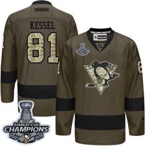 Pánské NHL Pittsburgh Penguins dresy 81 Phil Kessel Authentic Zelená Adidas Salute to Service Stanley Cup Champions