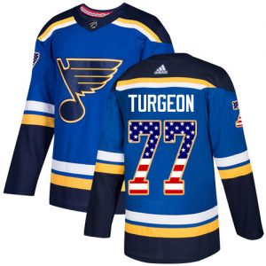 Pánské NHL St. Louis Blues dresy Pierre Turgeon 77 Authentic modrá Adidas USA Flag Fashion