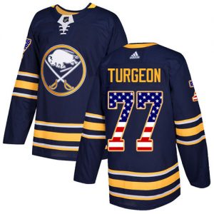 Pánské NHL Buffalo Sabres dresy Pierre Turgeon 77 Authentic Námořnická modrá Adidas USA Flag Fashion