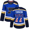 Dámské NHL St. Louis Blues dresy Pierre Turgeon 77 Authentic modrá Adidas USA Flag Fashion