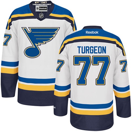 Dámské NHL St. Louis Blues dresy Pierre Turgeon 77 Authentic Bílý Reebok Venkovní hokejové dresy