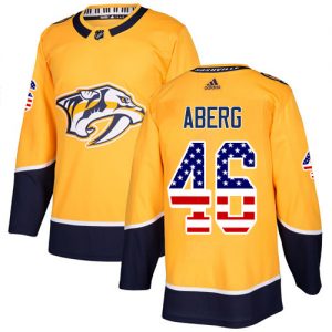 Pánské NHL Nashville Predators dresy 46 Pontus Aberg Authentic Zlato Adidas USA Flag Fashion