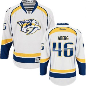 Pánské NHL Nashville Predators dresy 46 Pontus Aberg Authentic Bílý Reebok Venkovní hokejové dresy