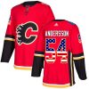 Pánské NHL Calgary Flames dresy 54 Rasmus Andersson Authentic Červené Adidas USA Flag Fashion