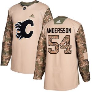 Dětské NHL Calgary Flames dresy 54 Rasmus Andersson Authentic Camo Adidas Veterans Day Practice
