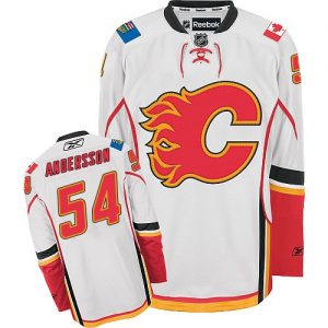 Dětské NHL Calgary Flames dresy 54 Rasmus Andersson Authentic Bílý Reebok Venkovní hokejové dresy