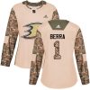 Dámské NHL Anaheim Ducks dresy 1 Reto Berra Authentic Camo Adidas Veterans Day Practice