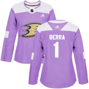 Dámské NHL Anaheim Ducks dresy 1 Reto Berra Authentic Nachový Adidas Fights Cancer Practice