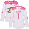 Dámské NHL Anaheim Ducks dresy 1 Reto Berra Authentic Bílý Růžový Adidas Fashion